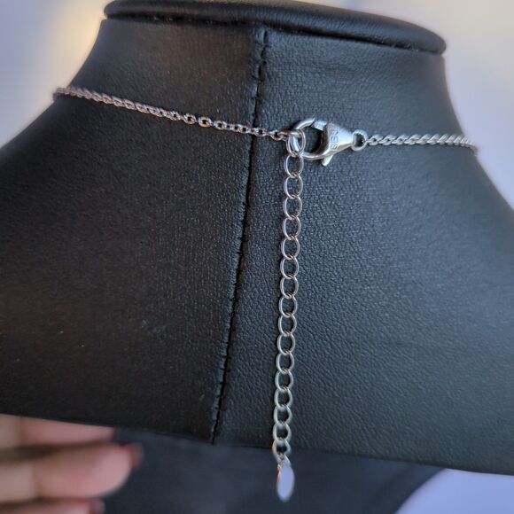 925 Sterling Silver Natural Gemstone Rhodochrosite Pendant‎ Necklace with Pouch - Picture 4 of 7